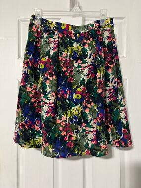 J. Crew Floral Circle Skirt in Navy, Pink & Green